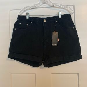 Black denim shorts